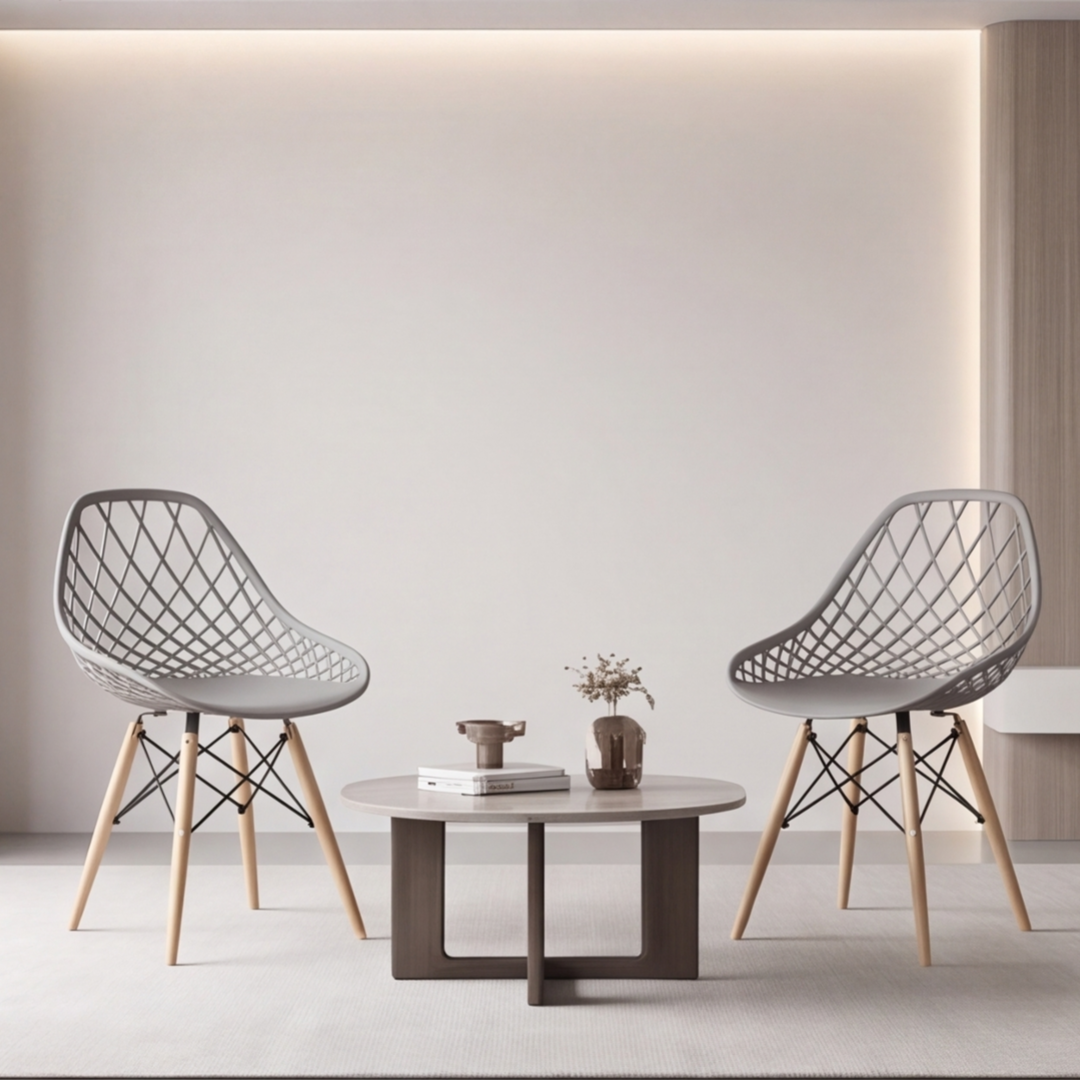Scandinavian Style Accent Chair with Wooden Legs