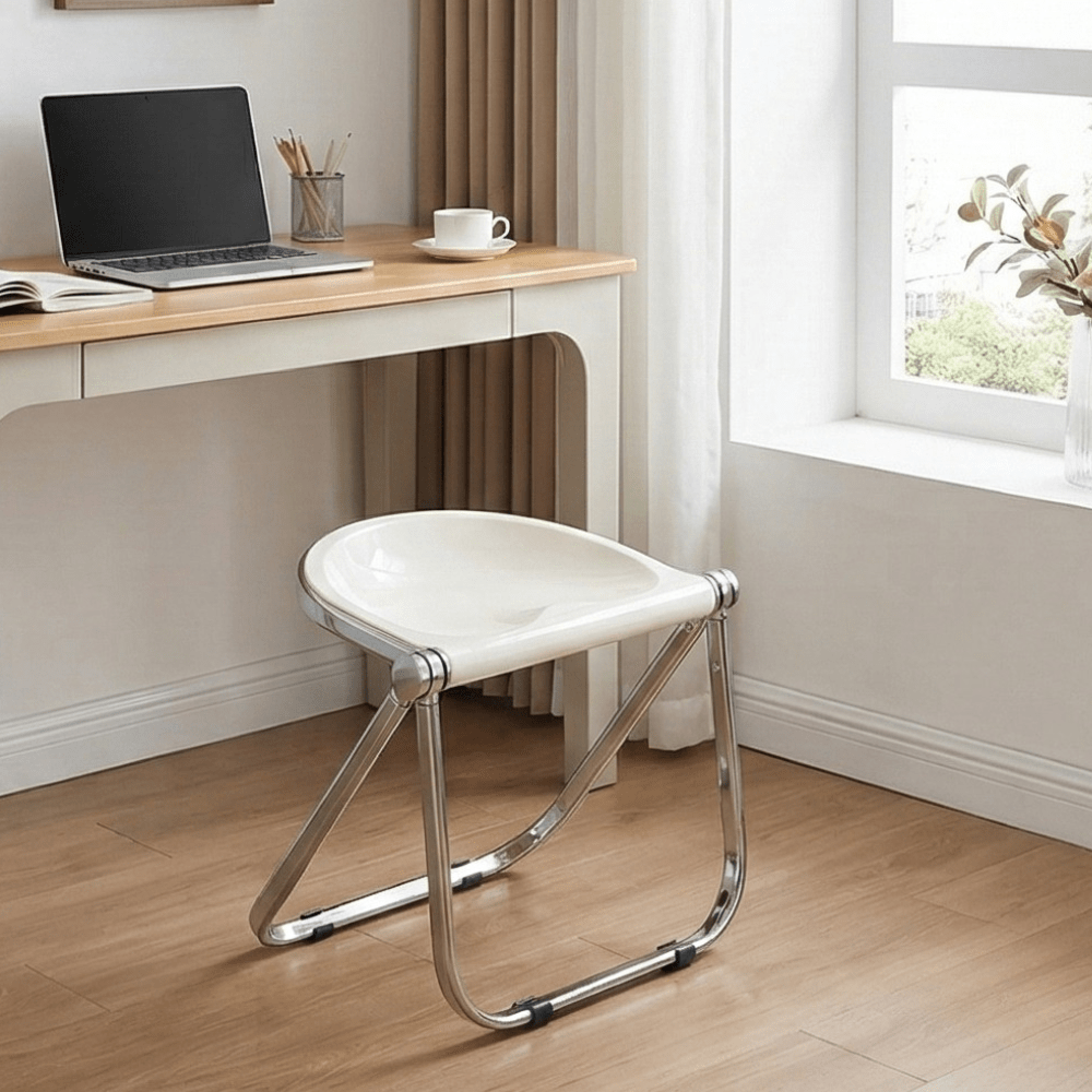 Minimalist Light-Luxury Acrylic Metal Folding Seating Chair