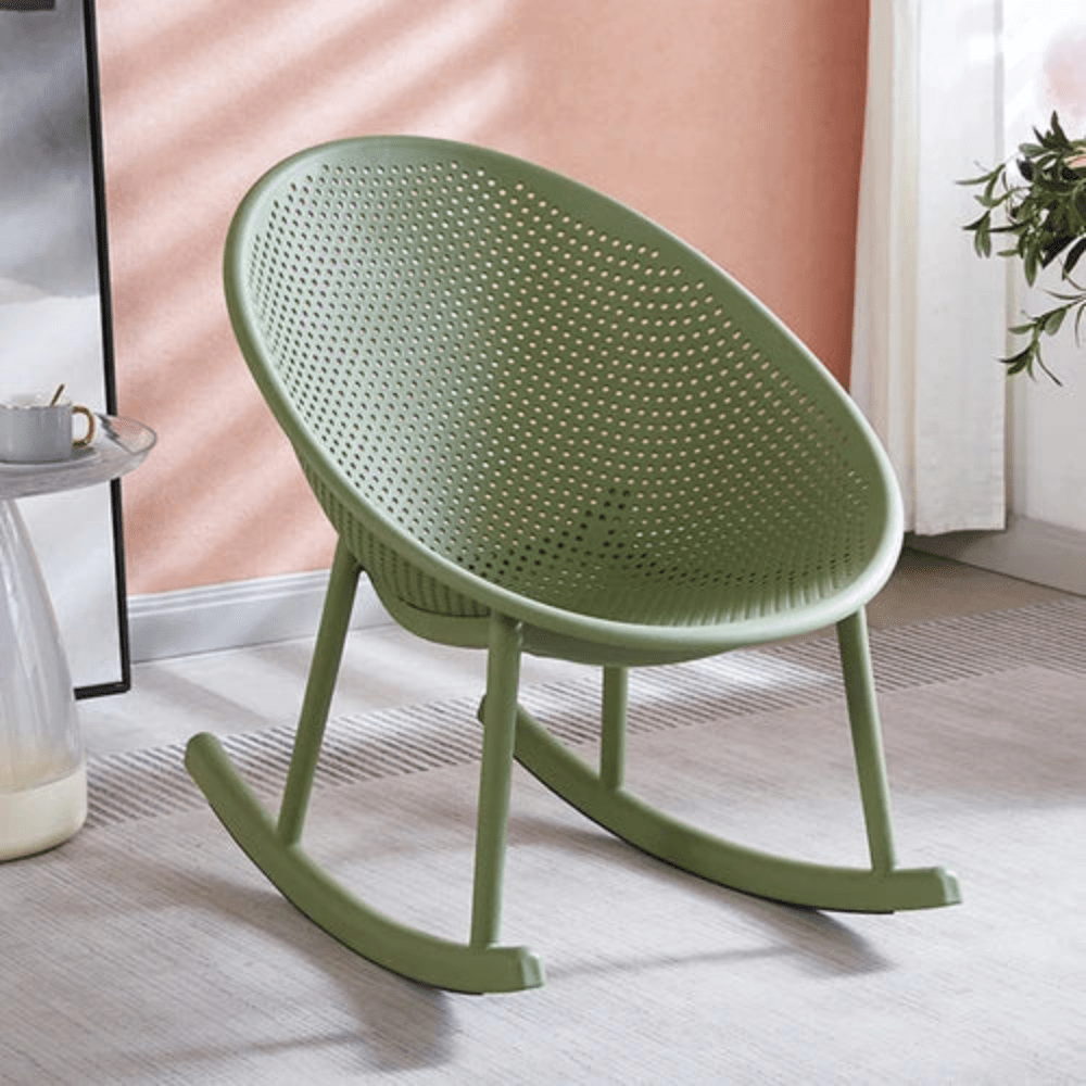 Modern Ergonomic Plastic Rocking Chair with Smooth One Piece Design