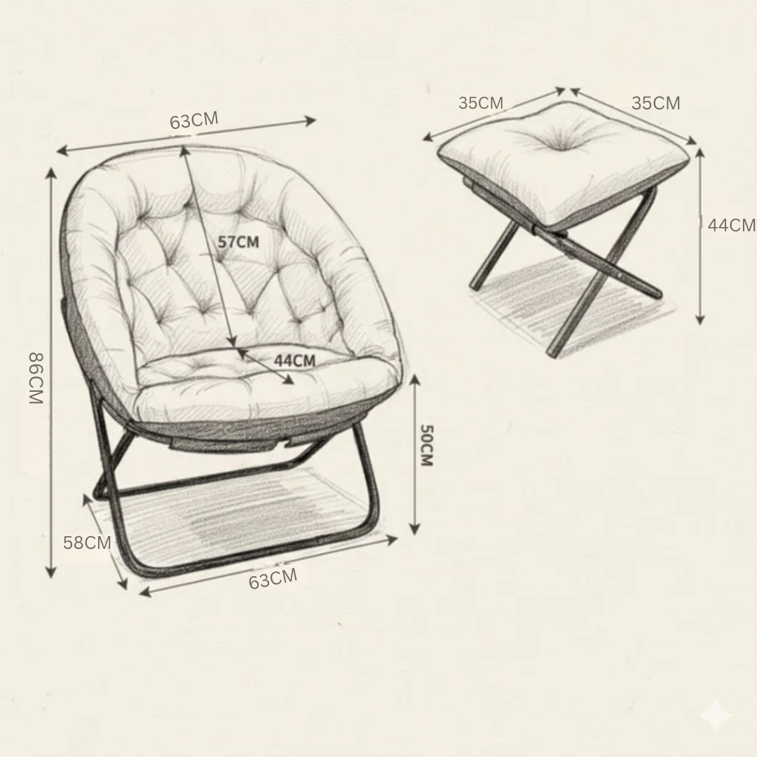 Oversized Foldable Saucer Chair with Footrest