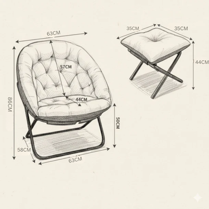 Oversized Foldable Saucer Chair with Footrest