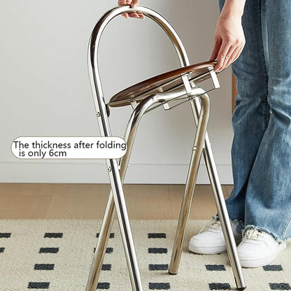 Rattan Stainless steel Folding Chair with Backrest (68cm)