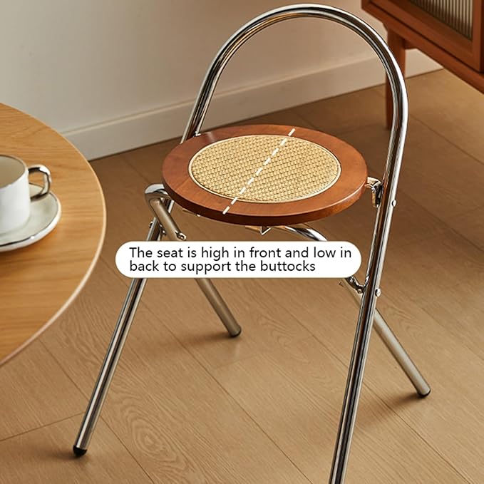 Rattan Stainless steel Folding Chair with Backrest (68cm)