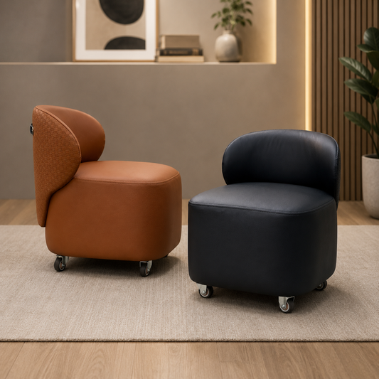 Compact Rolling Low Stool with Back Support