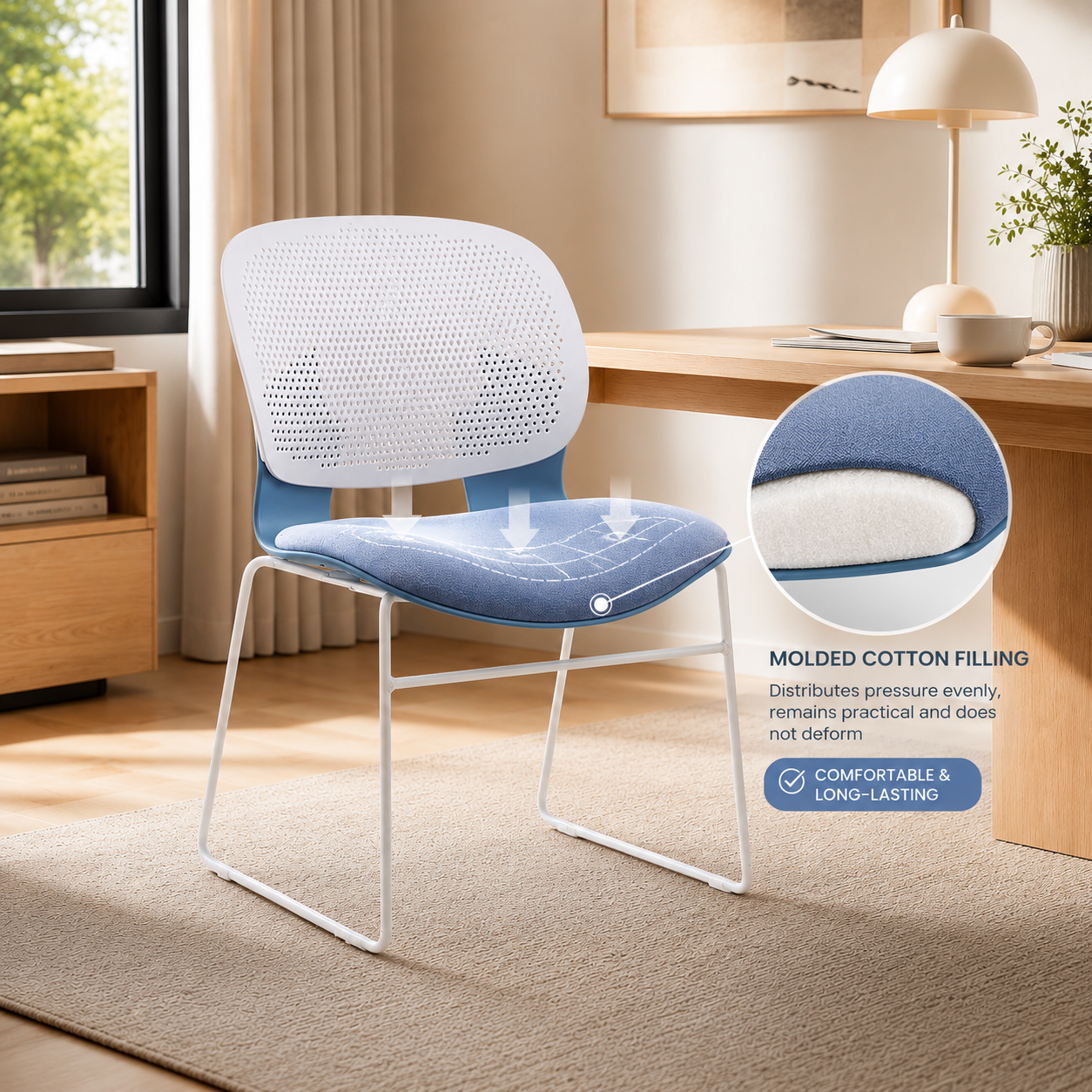 Long-Sitting Comfort Chair with Breathable Backrest