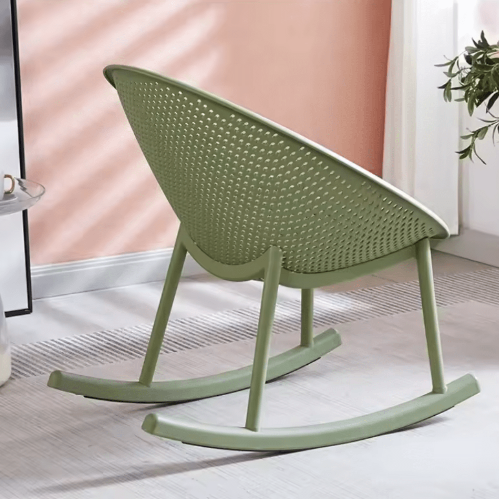 Modern Ergonomic Plastic Rocking Chair with Smooth One Piece Design