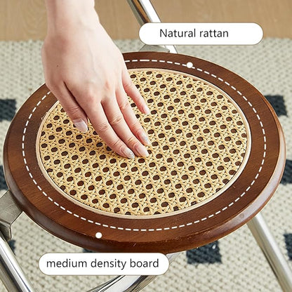 Rattan Stainless steel Folding Chair with Backrest (68cm)