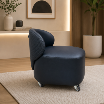 Compact Rolling Low Stool with Back Support