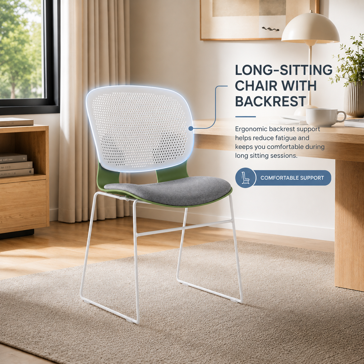Long-Sitting Comfort Chair with Breathable Backrest