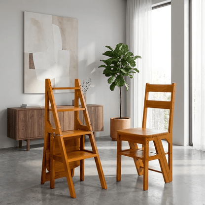 Multipurpose Wooden Folding Step Stool Ladder 3-in-1 Space-Saver (90 cm)