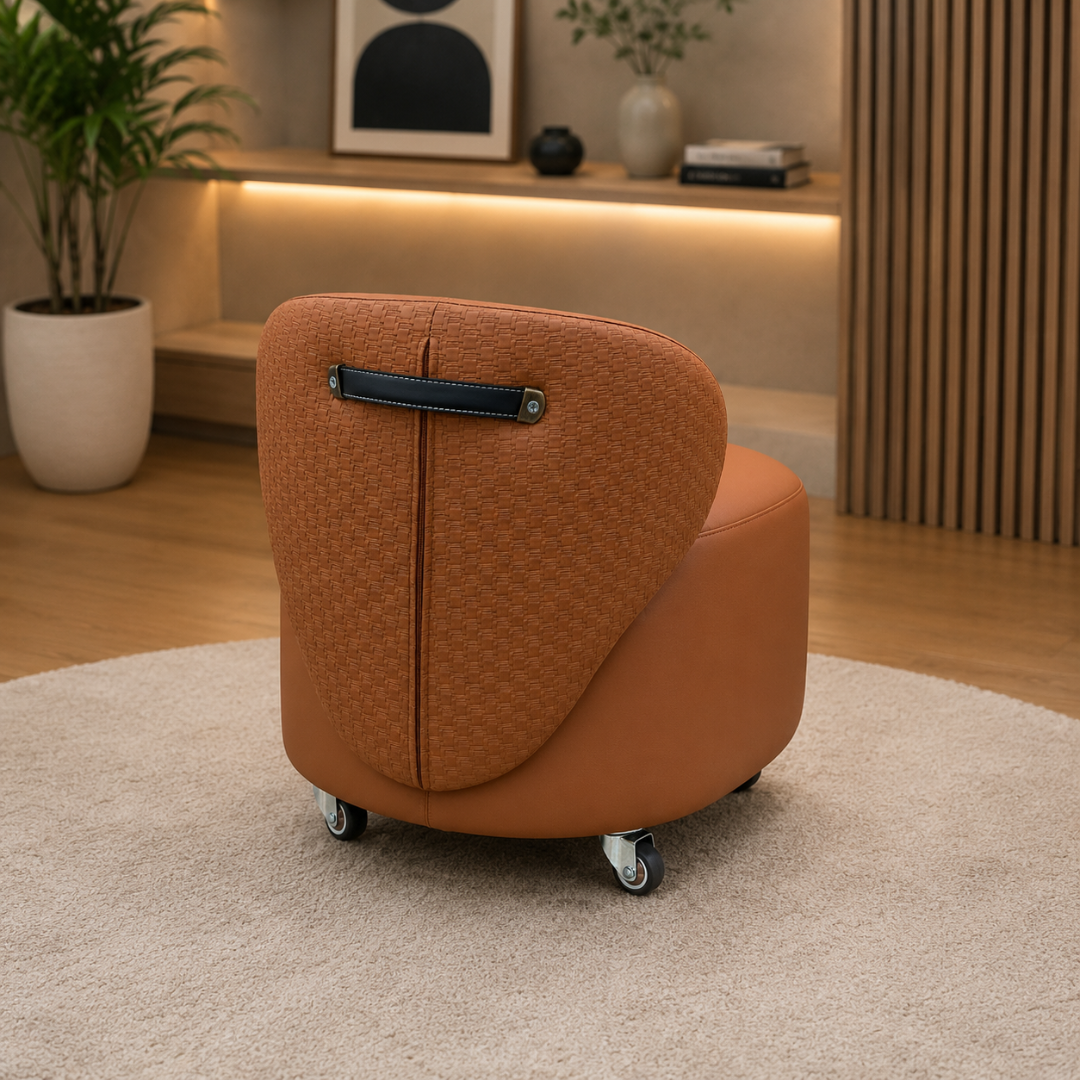 Compact Rolling Low Stool with Back Support