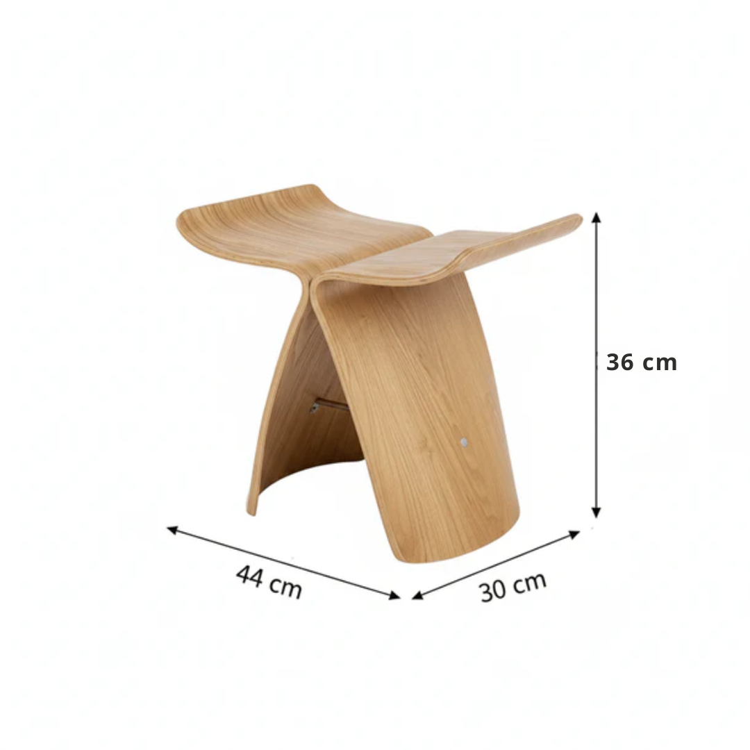 Solid Wood Butterfly-Designed Stool
