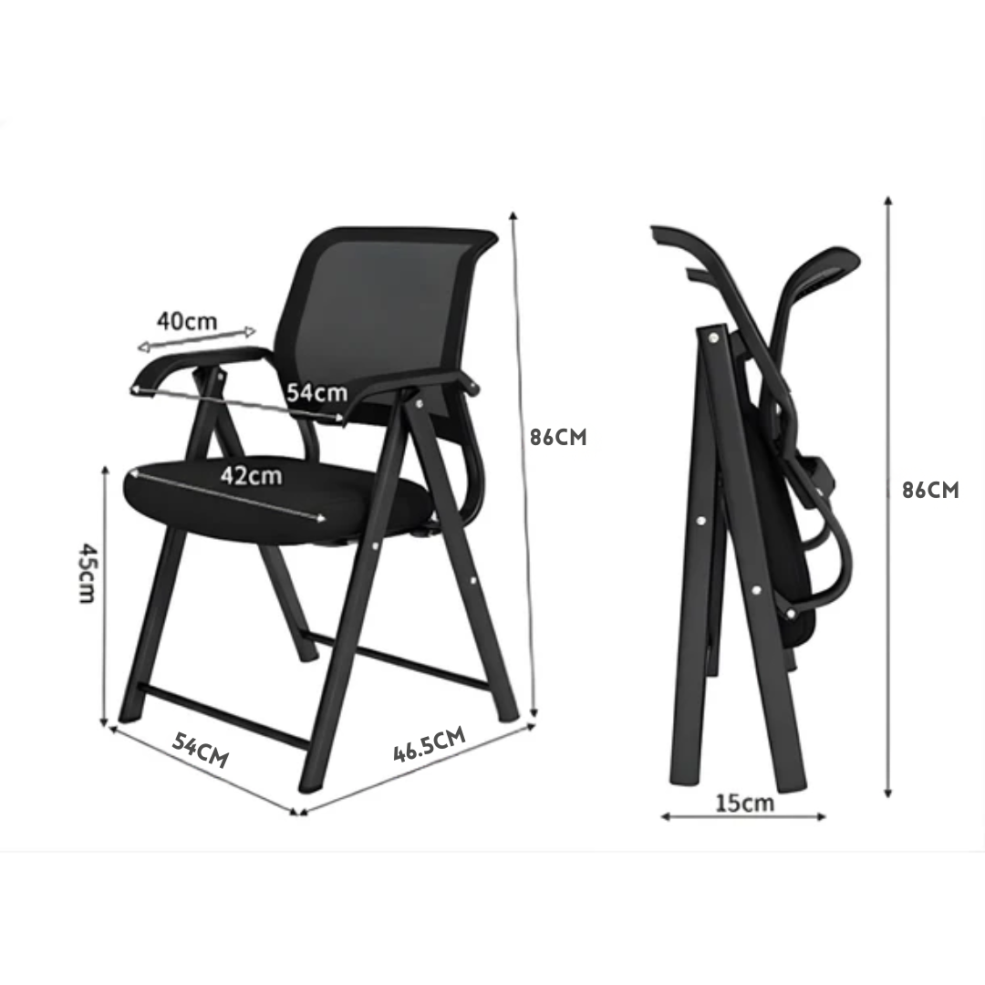 Space-Saving Foldable Office Chair with Armrest