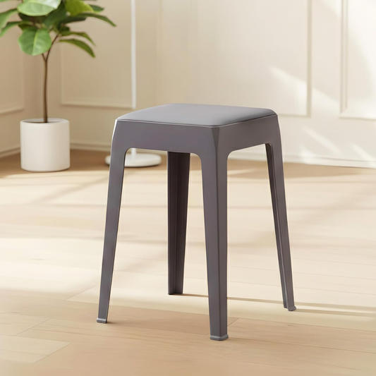 Compact Plastic Stackable Stool with Cushion