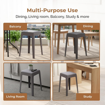 Compact Plastic Stackable Stool with Cushion