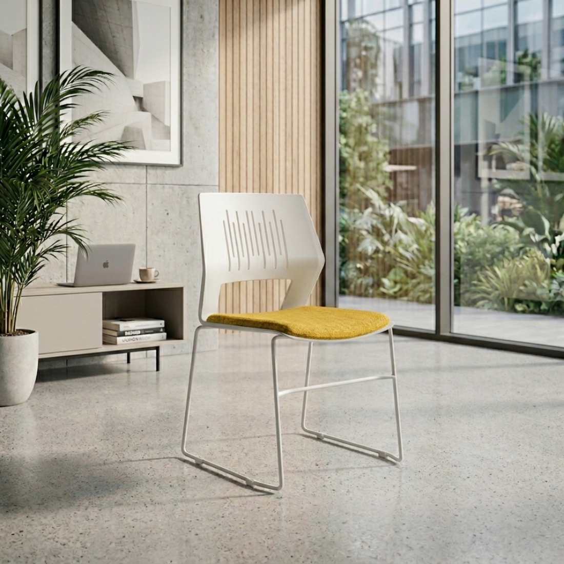 Modern Ergonomic Plastic Chair with Cushioned Seat