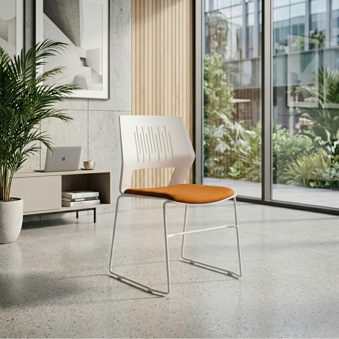 Modern Ergonomic Plastic Chair with Cushioned Seat