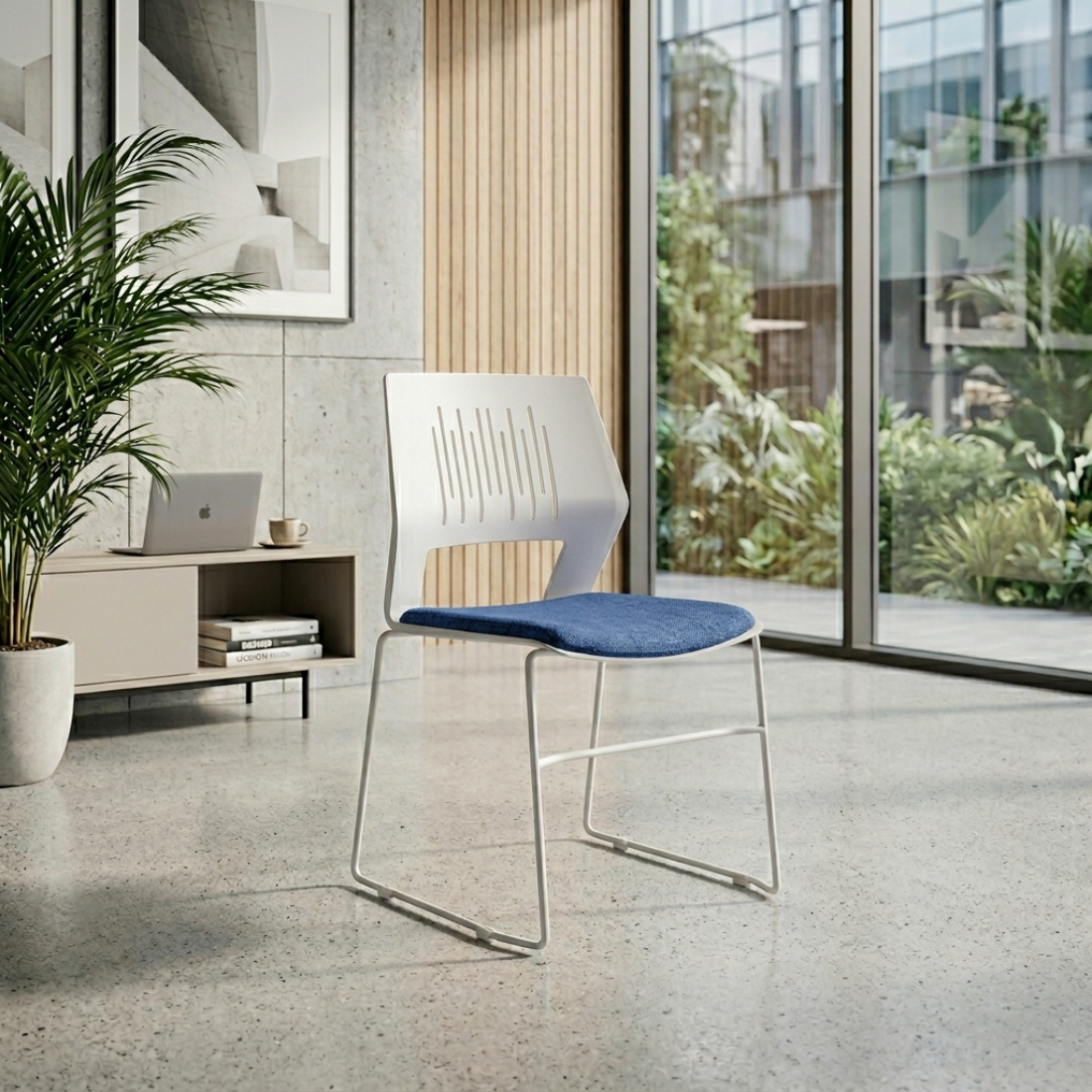 Modern Ergonomic Plastic Chair with Cushioned Seat