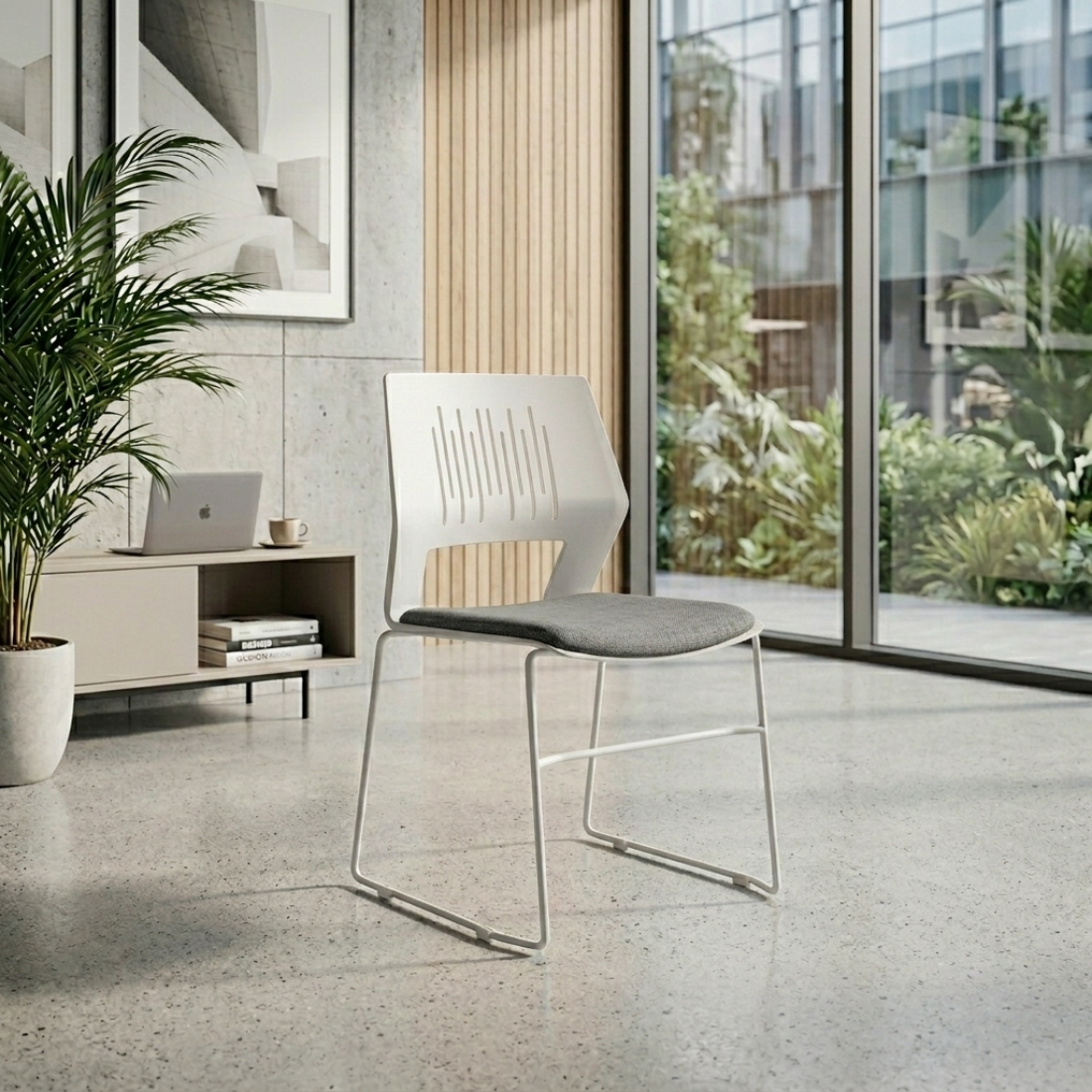 Modern Ergonomic Plastic Chair with Cushioned Seat