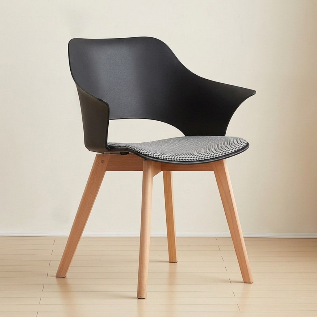 Scandinavian Style Armchair with Cushioned Seat & Wooden Legs