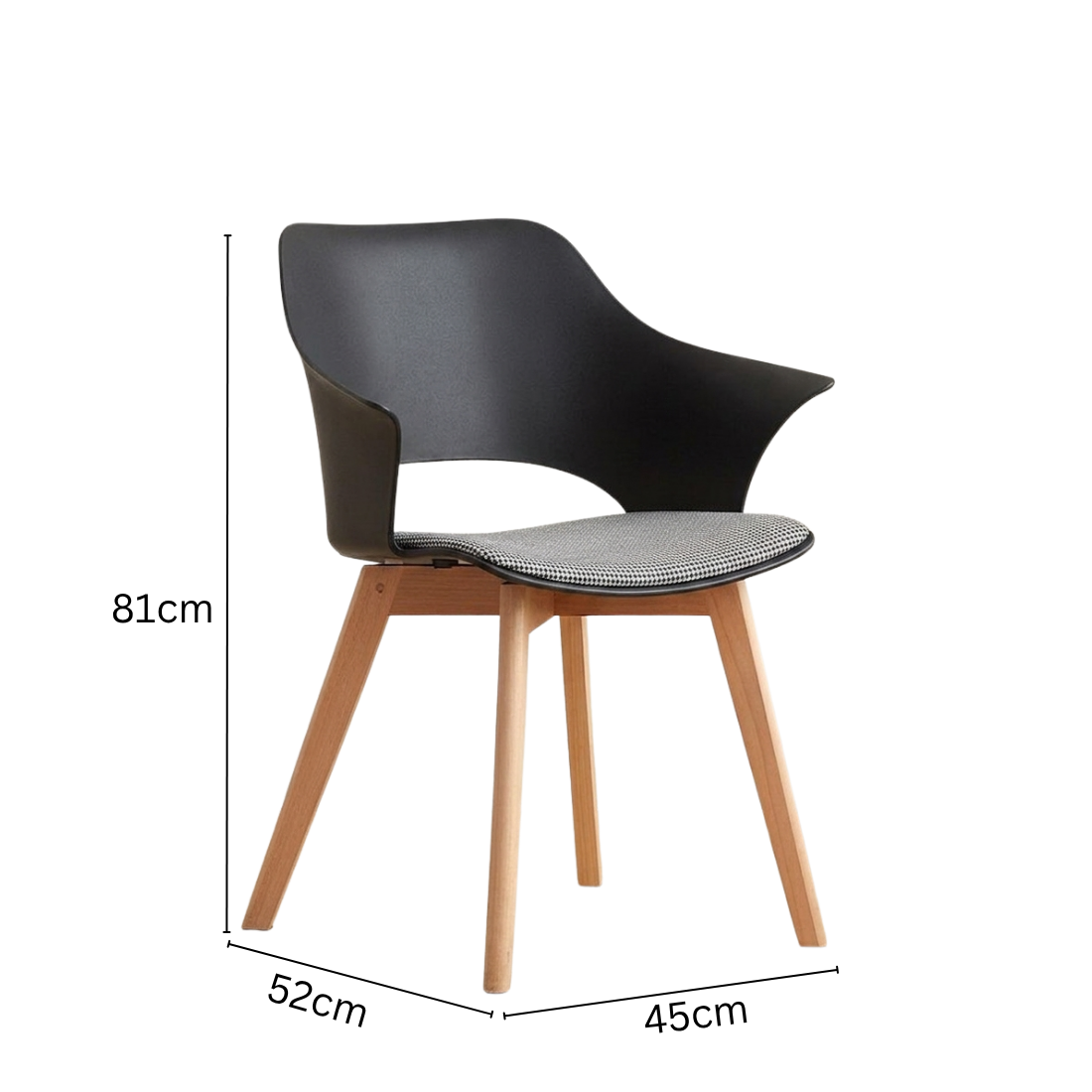 Scandinavian Style Armchair with Cushioned Seat & Wooden Legs