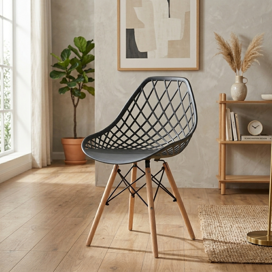 Scandinavian Style Accent Chair with Wooden Legs