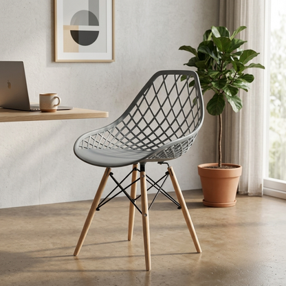 Scandinavian Style Accent Chair with Wooden Legs