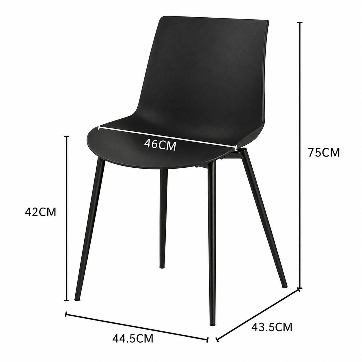 Modern Ergonomic Dining Chair with Steel Legs & PP Seat