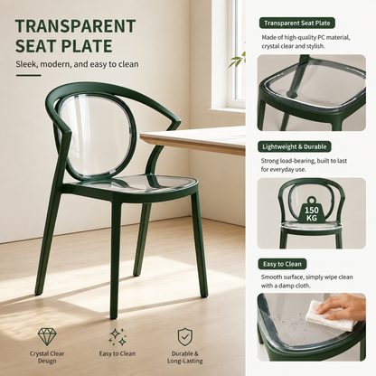 Stylish Multipurpose Chair with Clear Transparent Backrest