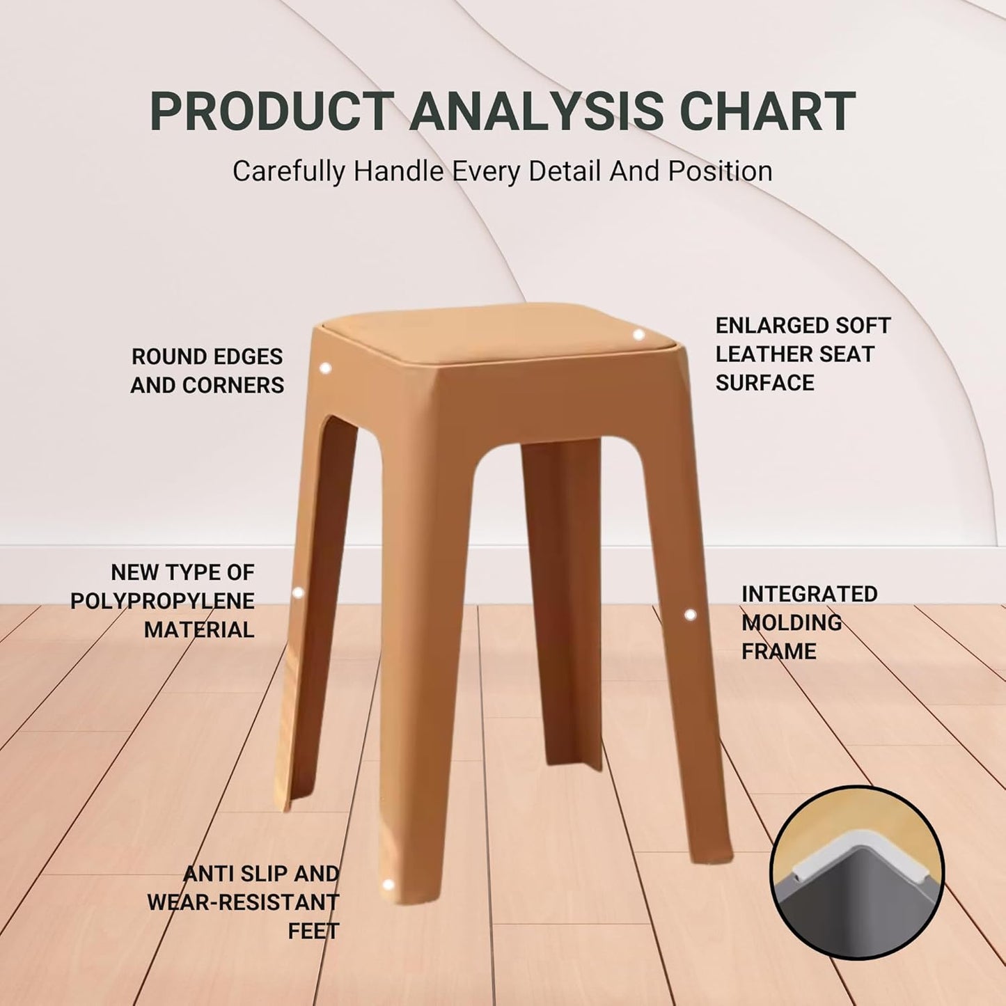 Compact Plastic Stackable Stool with Cushion