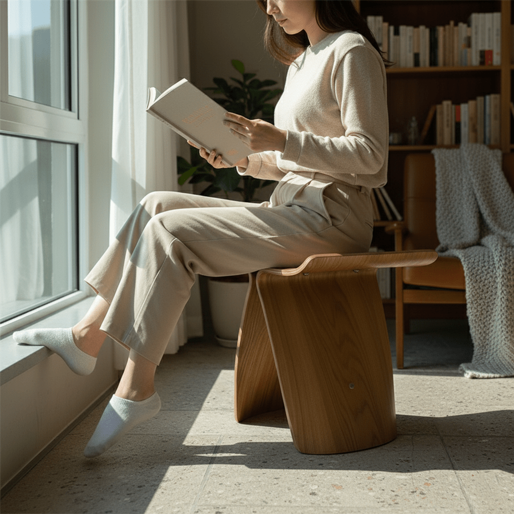 Solid Wood Butterfly-Designed Stool