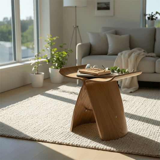 Solid Wood Butterfly-Designed Stool