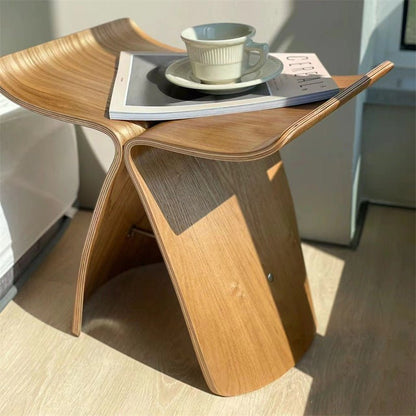 Solid Wood Butterfly-Designed Stool