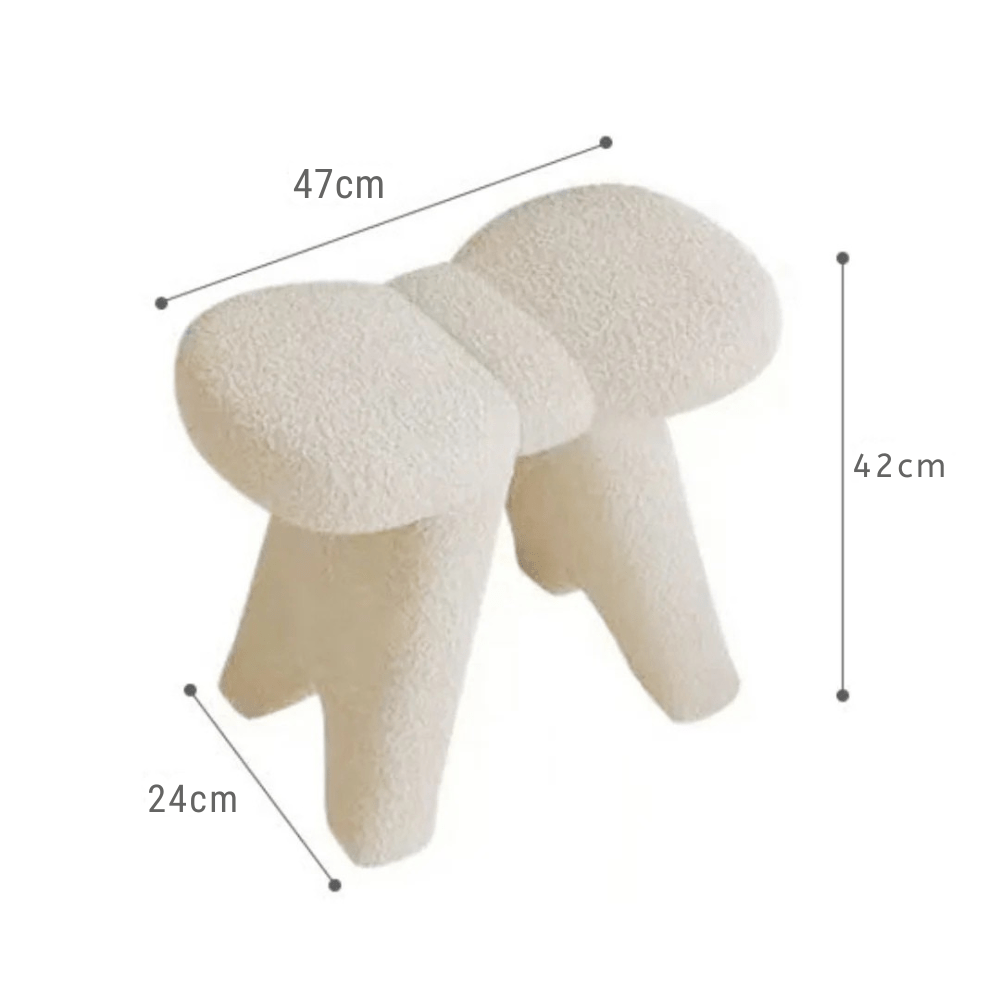 Soft Teddy Velvet Fabric Bow Makeup Stool