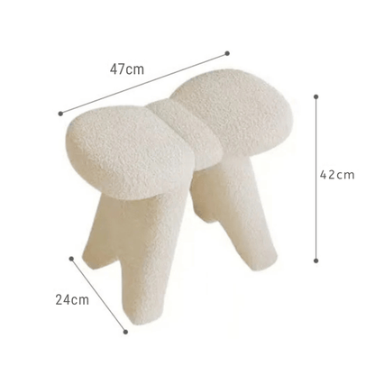 Soft Teddy Velvet Fabric Bow Makeup Stool