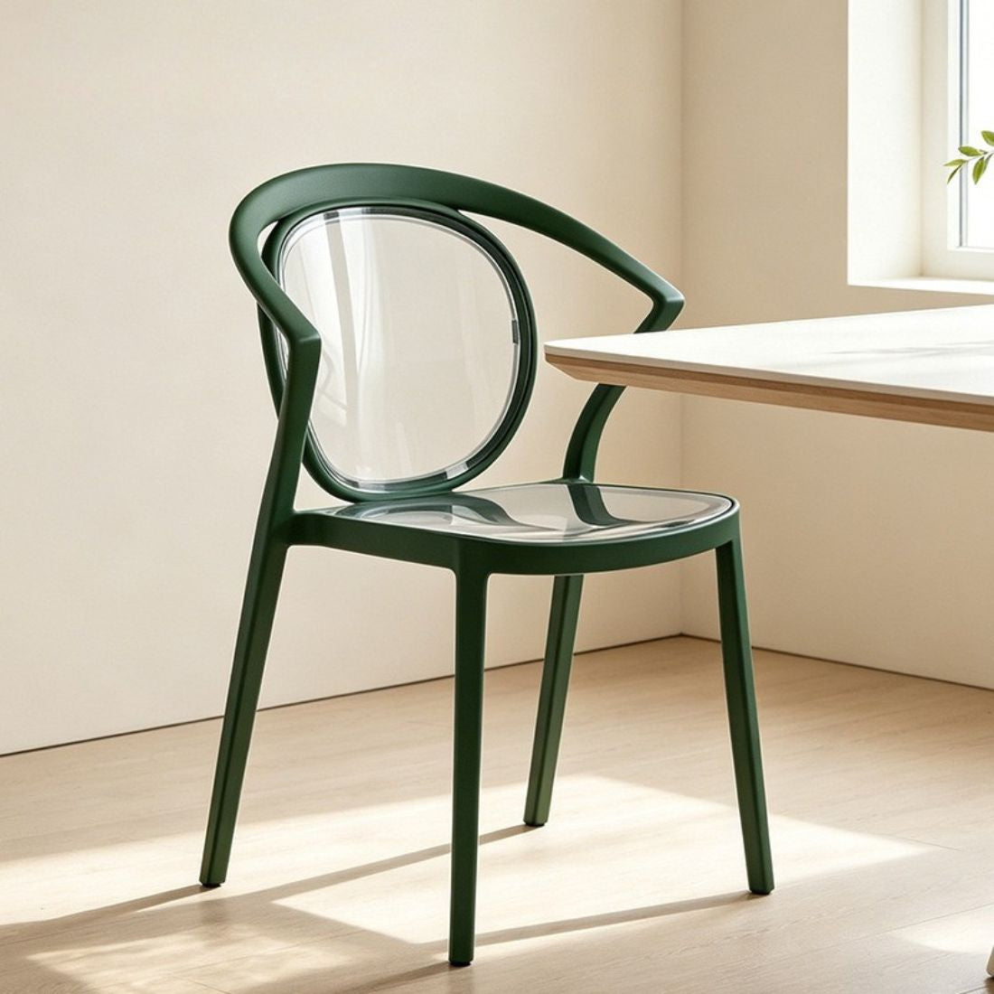 Stylish Multipurpose Chair with Clear Transparent Backrest