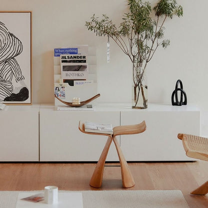 Solid Wood Butterfly-Designed Stool