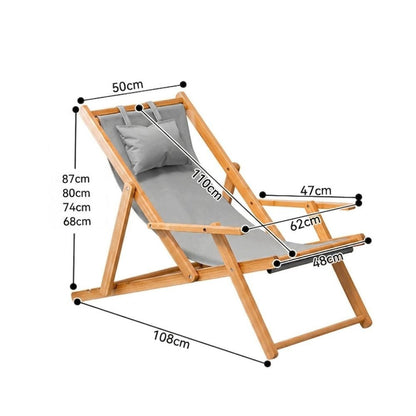 Foldable Bamboo Lounge Chair with Adjustable Backrest