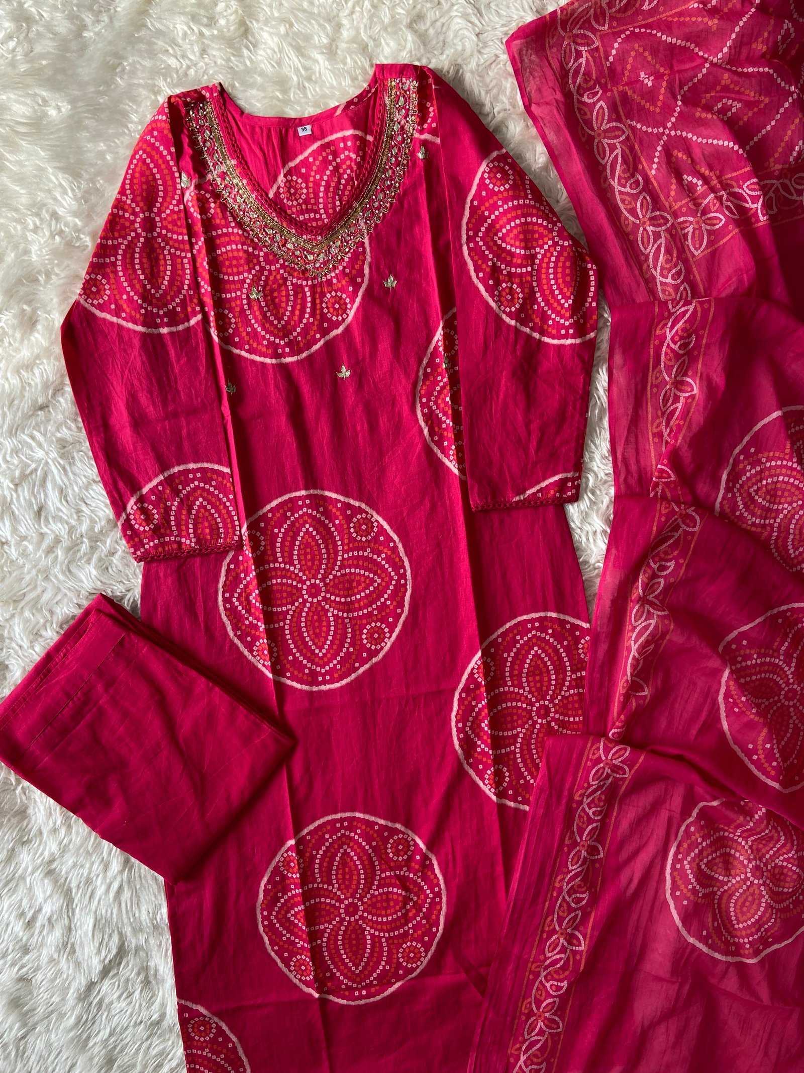 Premium Cotton Kurti Pant Dupatta Set - Image 9