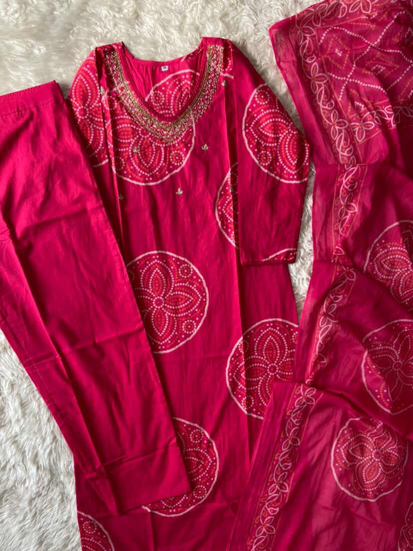 Premium Cotton Kurti Pant Dupatta Set - Image 3