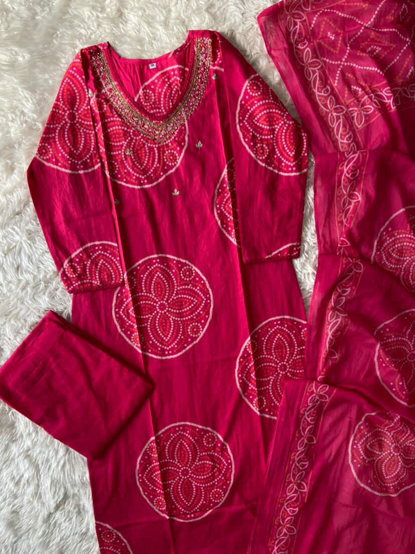 Premium Cotton Kurti Pant Dupatta Set - Image 2